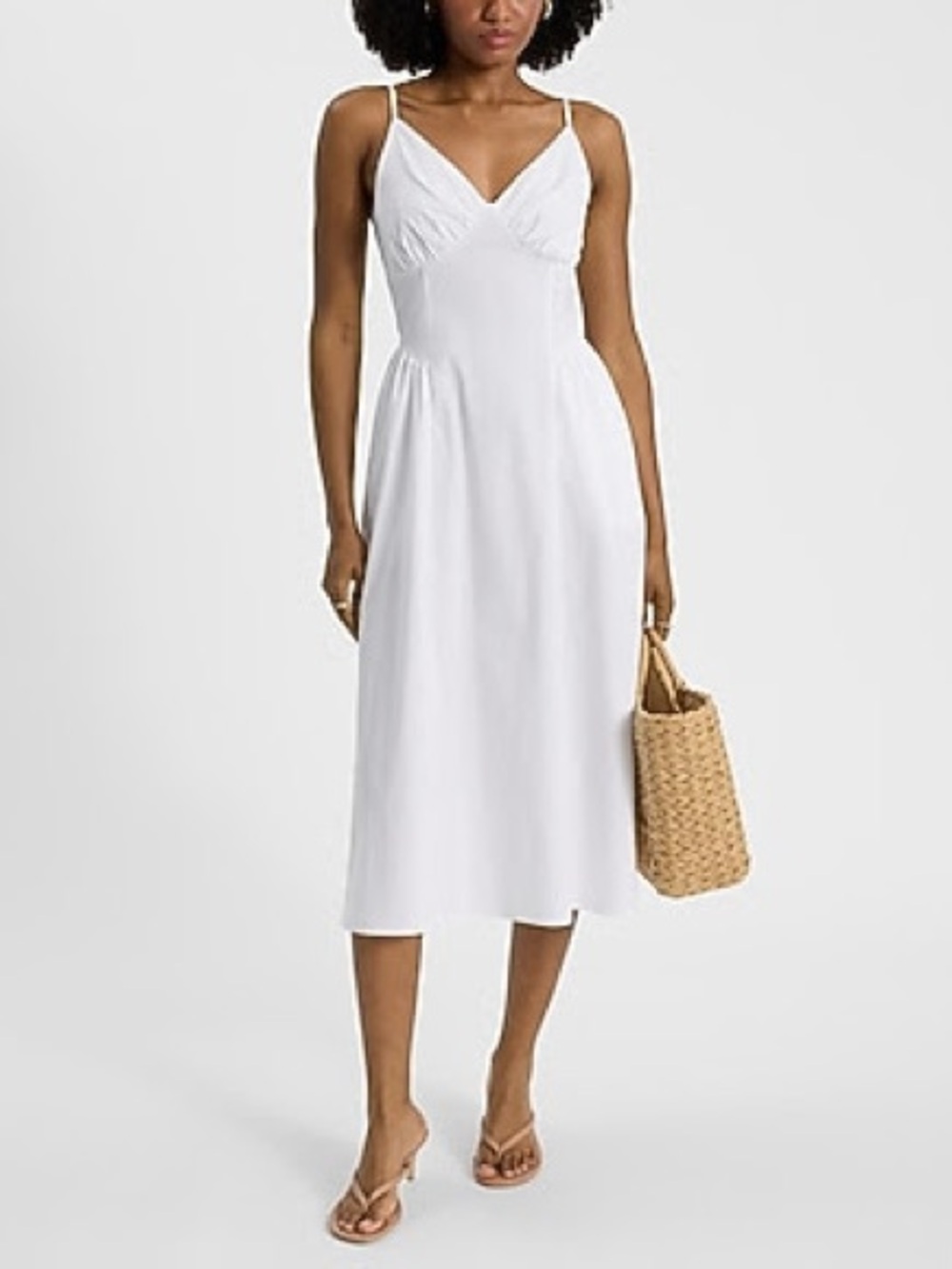 NWOT Express white Midi Fit and Flare Dress